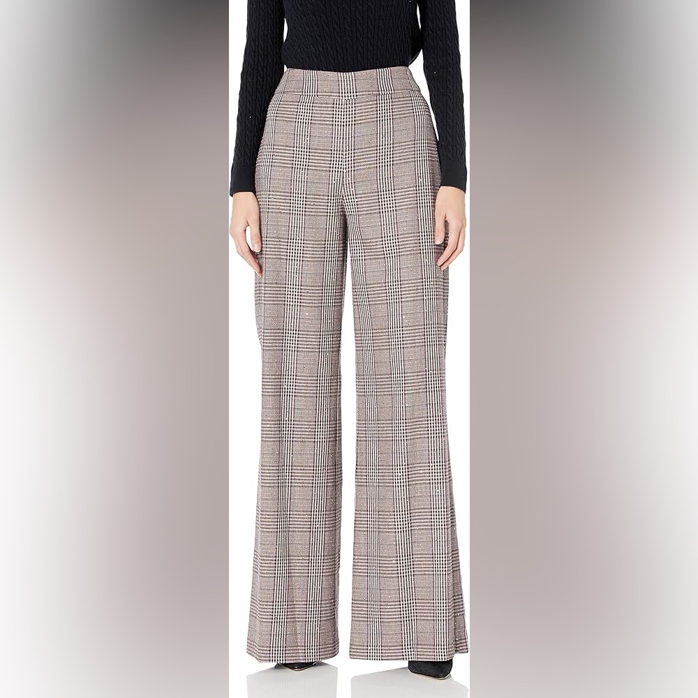 NWT Ramy Brook Black and White Plaid Wide-Leg Pants